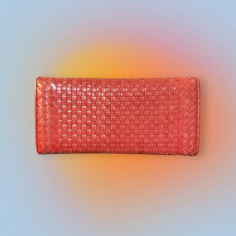 Prada Madras Intrecciato Rosso Long Wallet w/ Removable ID Card Holder (A194) - Picture 4 of 12